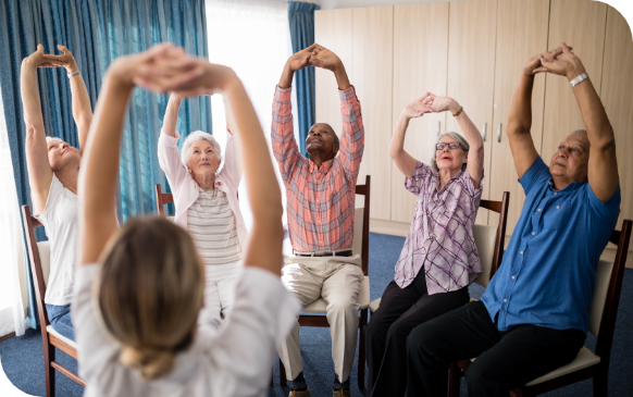 elderly group stretching