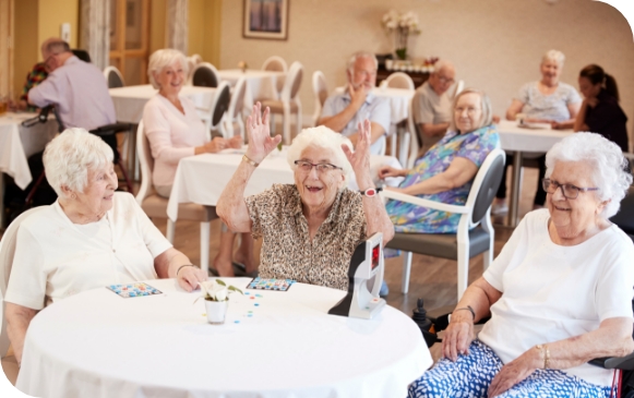 elderly woman playing bingo